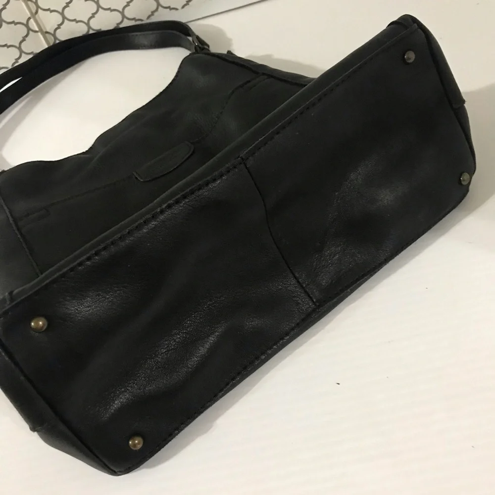 American Leather Co Black Leather Shoulder Bag